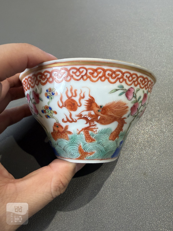 清嘉庆 粉彩鱼化龙图茶壶杯碟十三件 - 图33